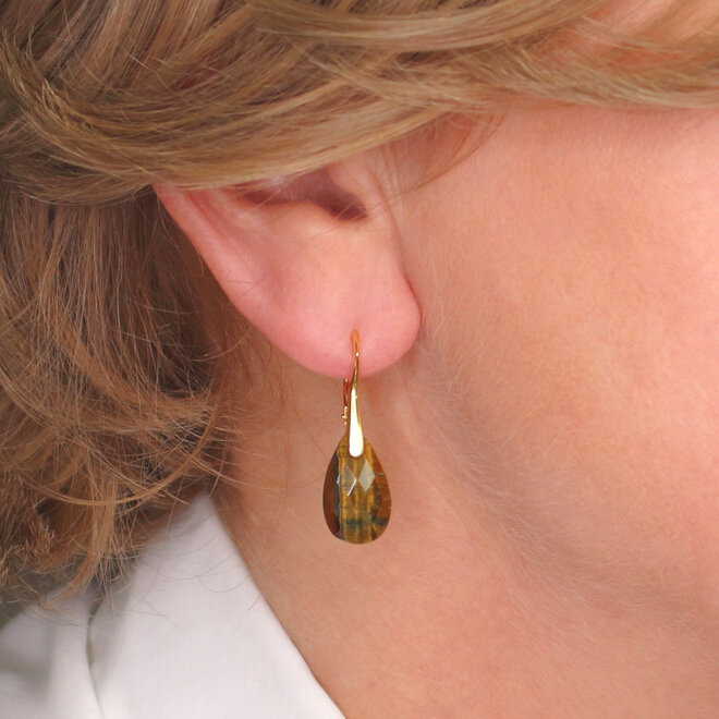 Sieraden set tijgeroog edelsteen druppel hanger -verguld - ARLIZI 2258 - Romy