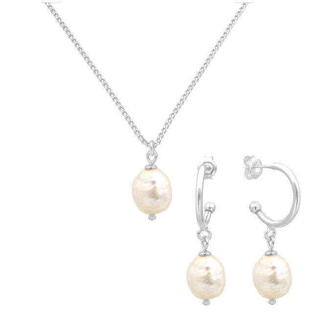 Schmuck Geschenk Set creme Süßwasserperle Anhänger - Sterling Silber - ARLIZI 2261 - Coraline