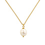 Necklace cream fresh water pearl pendant - gold plated - ARLIZI 2263 - Coraline
