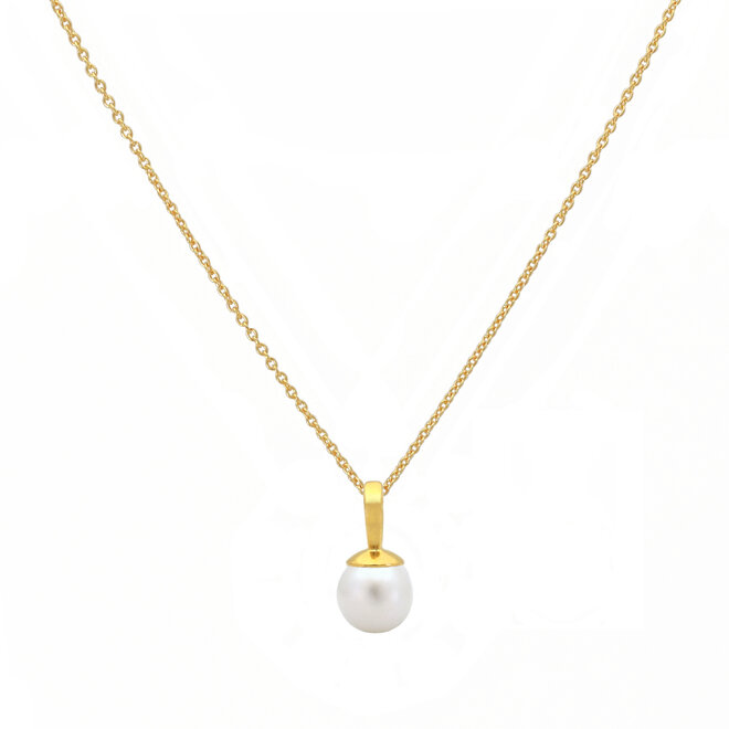 Necklace white freshwater pearl pendant - gold plated - ARLIZI 2270 - Coraline