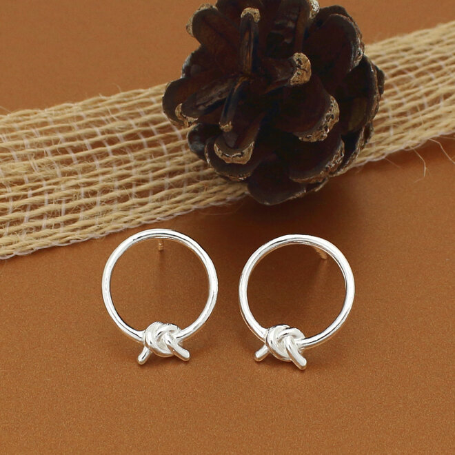 Earrings circle knot ear studs - sterling silver - ARLIZI 2245 - Kendal