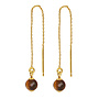 Earrings pull through tiger eye gemstone bead - gold plated - ARLIZI 2274 - Amelie