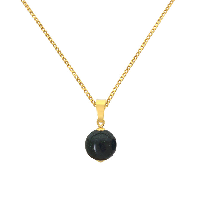 Ketting groen goudsteen verguld - 2084