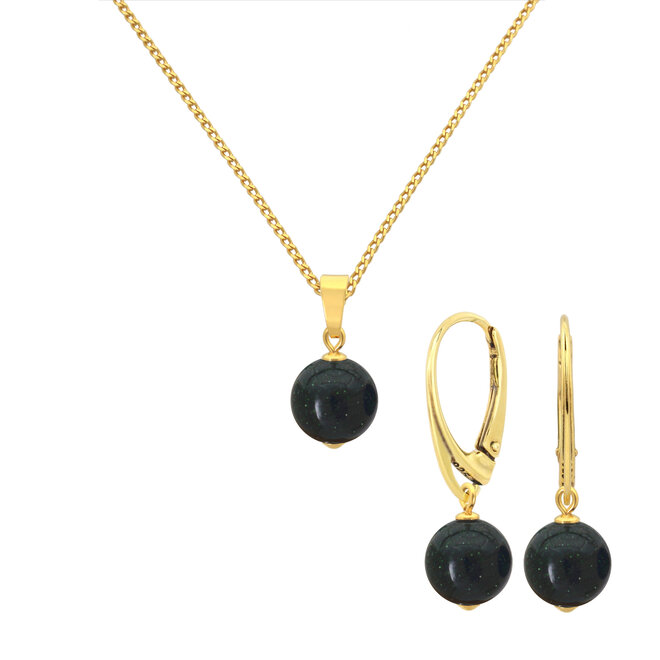 Sieraden set groene goudsteen hanger - verguld - ARLIZI 2085 - Elise