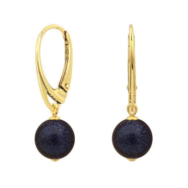 Ohrringe blauer Goldstein Anhänger - vergoldet - ARLIZI 2077 - Elise