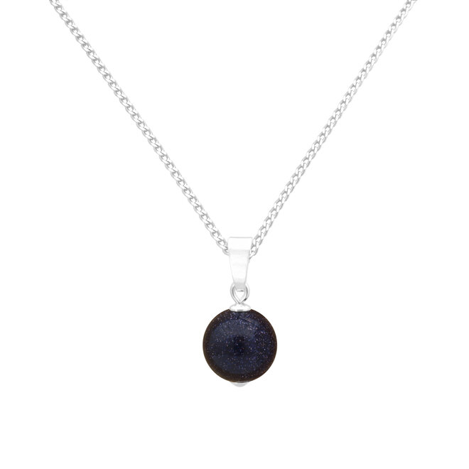 Ketting blauw goudsteen 925 zilver - 2075