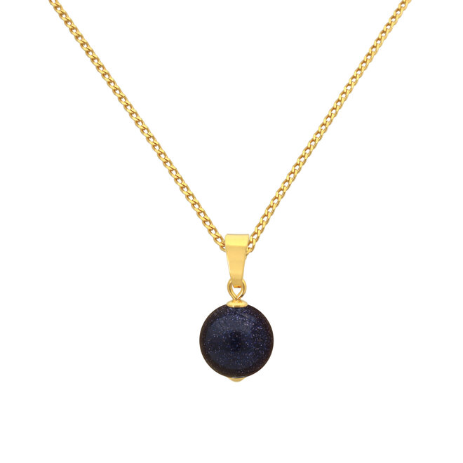 Ketting blauw goudsteen 925 zilver verguld - 2078