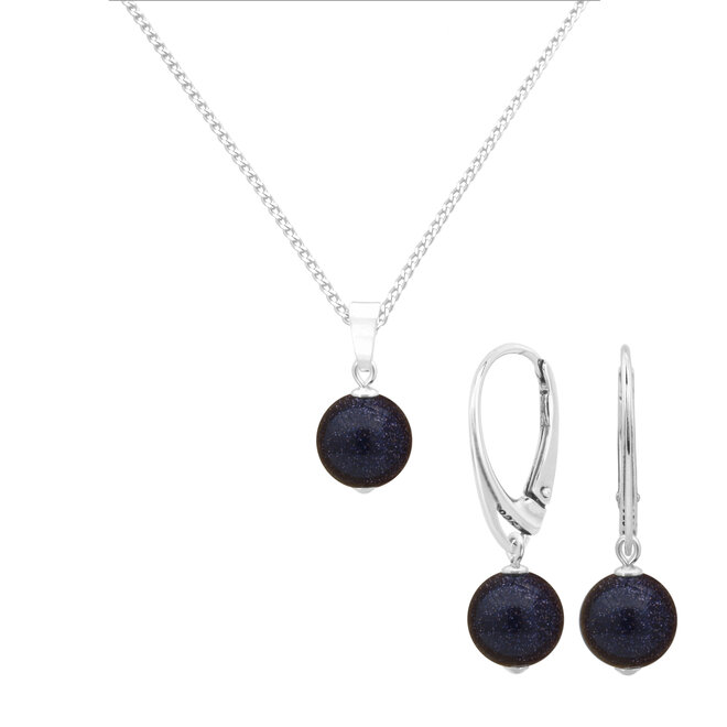 Sieraden set blauw goudsteen sterling zilver - 2076