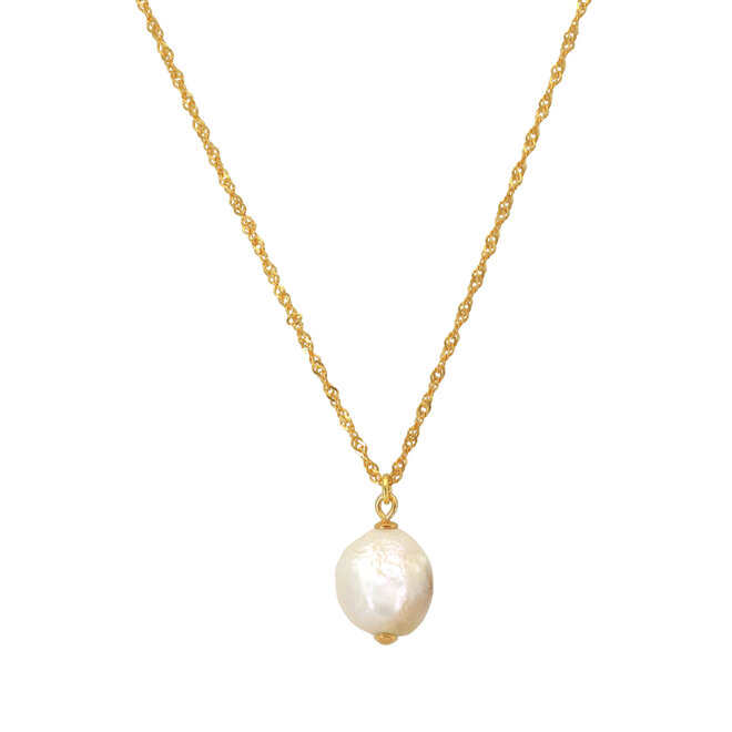 Halskette Barock Perle 925 Silber vergoldet - 2156
