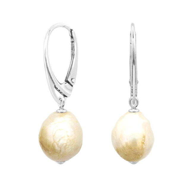 Ohrringe crème-gold Barock Perle Anhänger - Sterling Silber - ARLIZI 2153 - Coraline