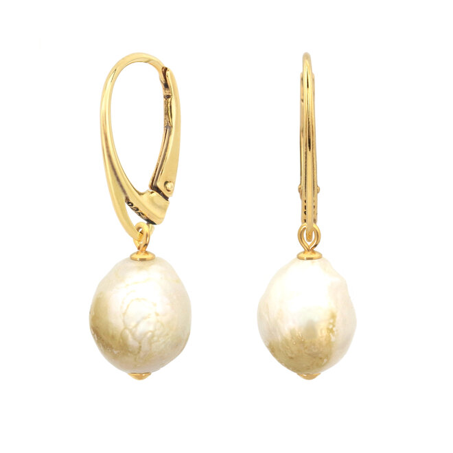 Ohrringe barock Perle Silber vergoldet - 2155