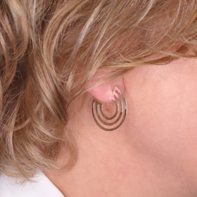 Earrings half circle ear studs - sterling silver - ARLIZI 2283 - Luna