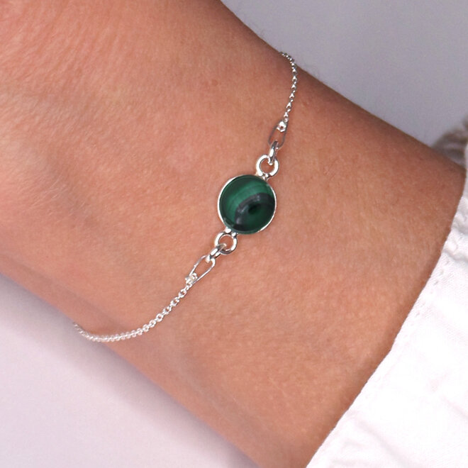 Armband groen malachiet cabochon - sterling zilver - ARLIZI 2180 - Verde