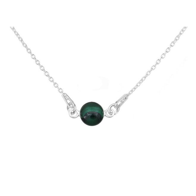 Ketting groen malachiet cabochon hanger - sterling zilver - ARLIZI 2181 - Verde