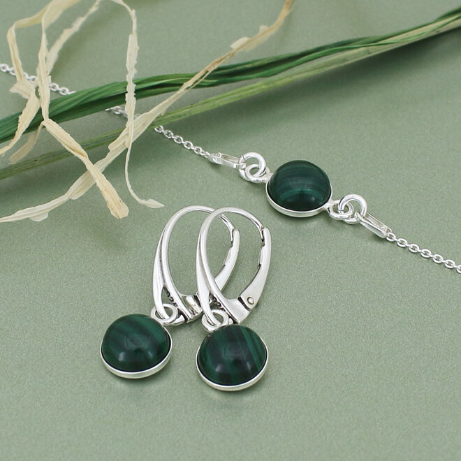 Ohrringe Grün Malachit Cabochon - Sterling Silber - ARLIZI 2179 - Verde