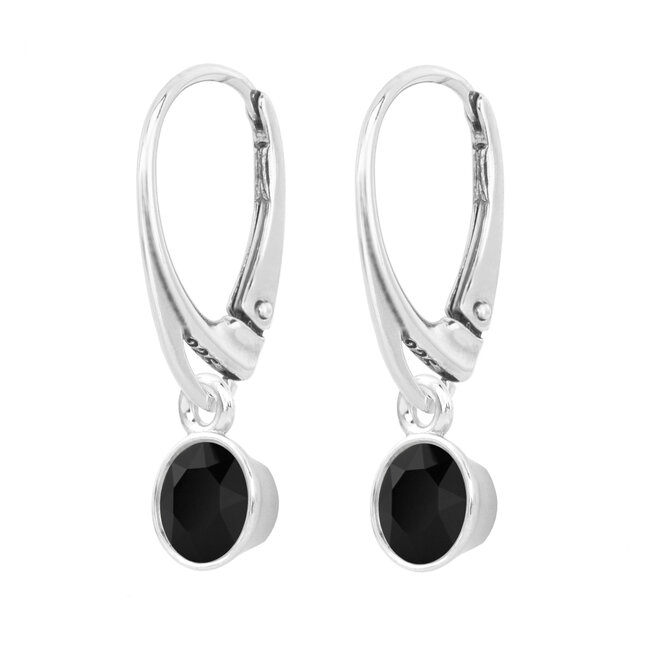 Ohrringe schwarz Swarovski Kristall Anhänger 6mm - Sterling Silber - ARLIZI 1637 - Nala
