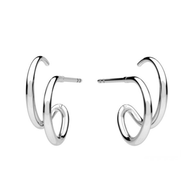 Oorbellen dubbel ring oorsteker sterling zilver - 2285