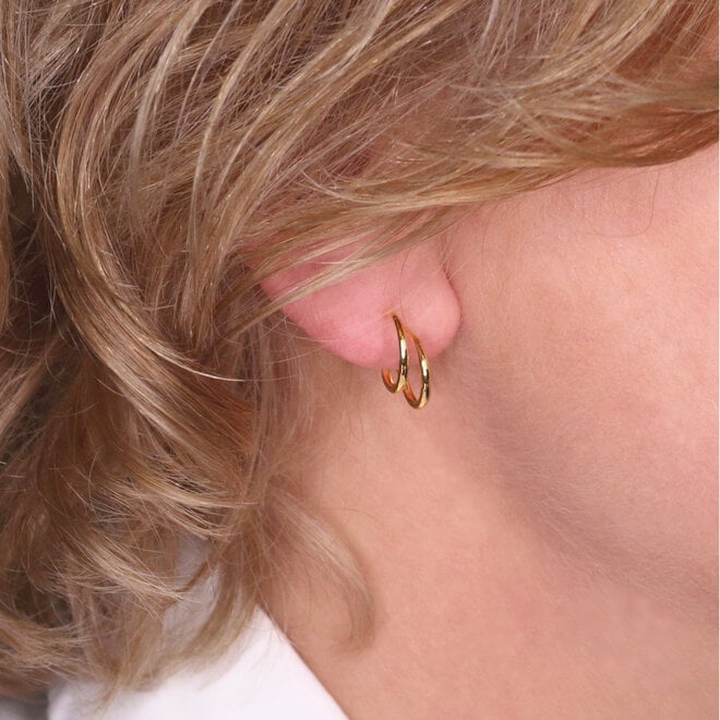 Oorbellen dubbel ring oorstekers - verguld - ARLIZI 2286 - Luna