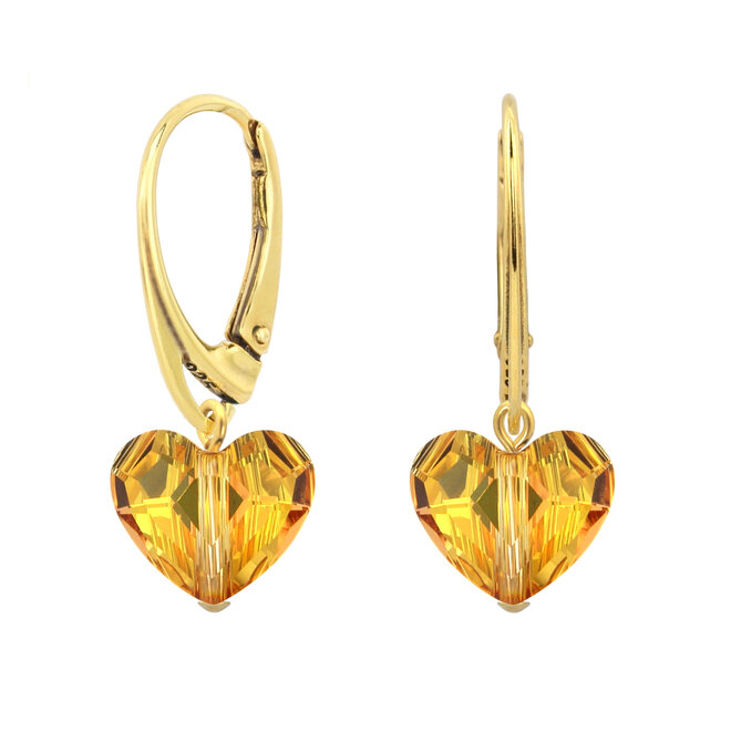 Earrings Swarovski crystal heart - gold plated - ARLIZI 1710 - Lara