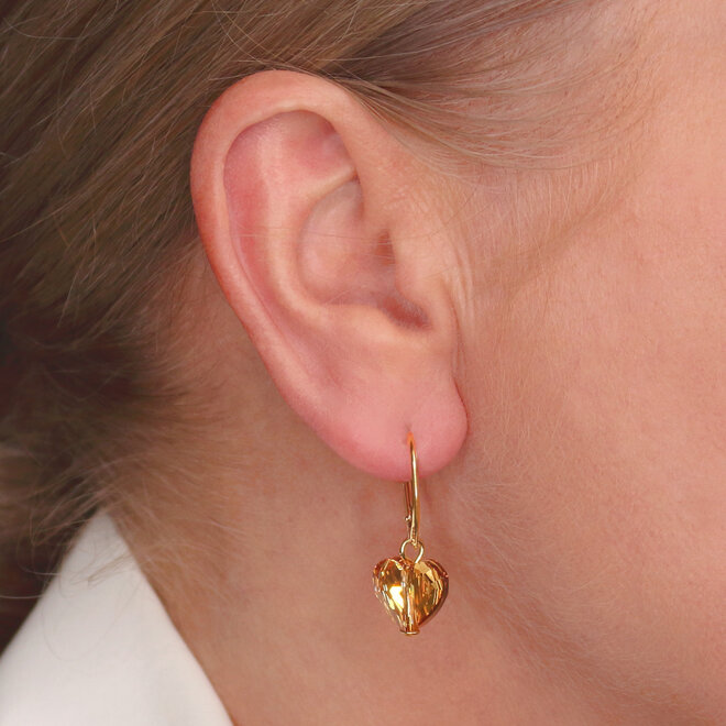 Earrings Swarovski crystal heart - gold plated - ARLIZI 1710 - Lara