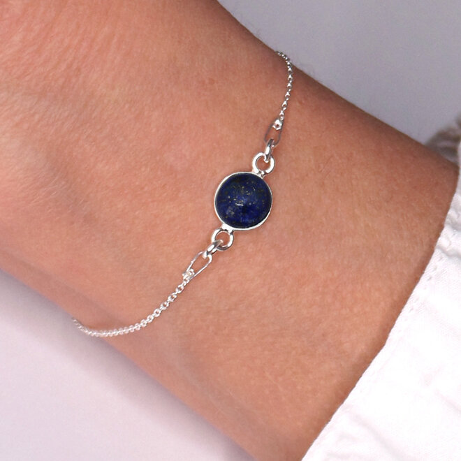 Armband blauw lapis lazuli cabochon - sterling zilver - ARLIZI 2289 - Joy