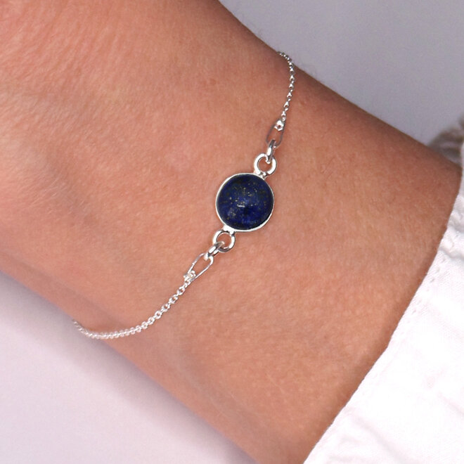 Bracelet blue lapis lazuli cabochon - sterling silver - ARLIZI 2289 - Joy