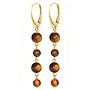 Oorbellen tijgeroog edelsteen kralen hanger - verguld - ARLIZI 2275 - Amelie