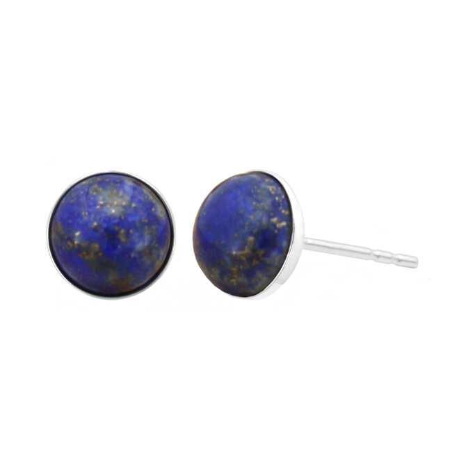 Oorbellen blauw lapis lazuli cabochon oorstekers - sterling zilver - ARLIZI 2287 - Joy