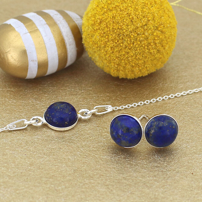 Bracelet blue lapis lazuli cabochon - sterling silver - ARLIZI 2289 - Joy