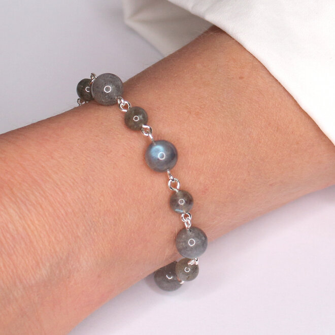 Bracelet labradorite beads - sterling silver - ARLIZI 2292 - Amelie