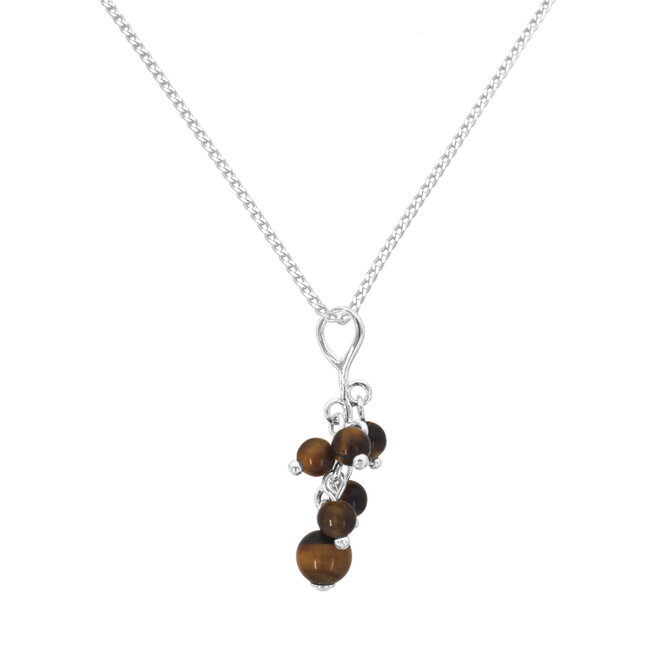 Necklace tiger's eye pendant sterling silver - 2294