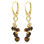 Earrings tiger eye gemstone bead pendant - gold plated - ARLIZI 2295 - Dilan