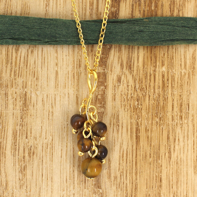 Ketting tijgeroog edelsteen kralen hanger - verguld - ARLIZI 2296 - Dilan