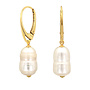 Ohrringe weiße gerippte Perle Anhänger - vergoldet - ARLIZI 2299 - Coraline