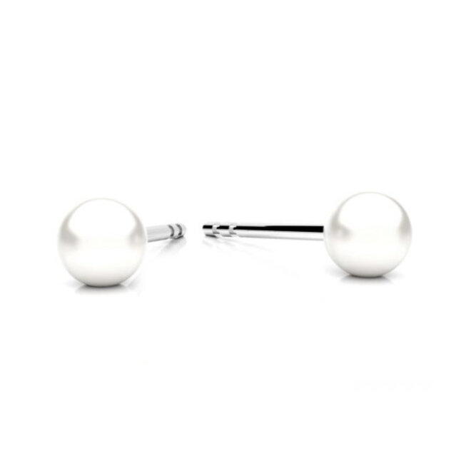 Earrings white pearl studs 925 silver - 2305