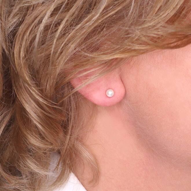 Ohrringe Weiß Süßwasserperle Ohrstecker 4mm - Sterling Silber - ARLIZI 2305 - Coraline