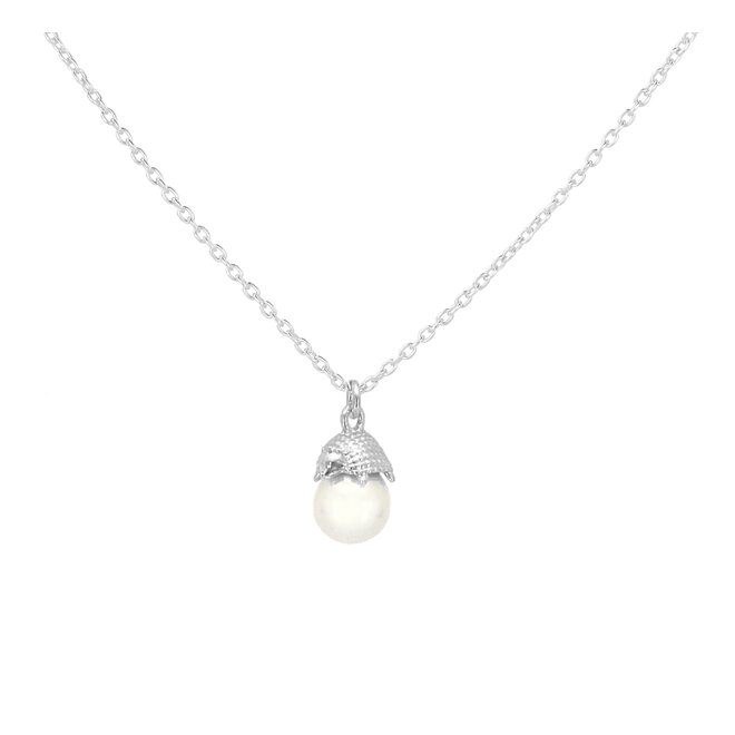 Necklace hedgehog and pearl pendant sterling silver - 2303