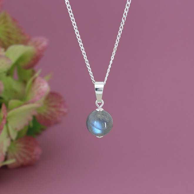 Necklace labradorite bead pendant - sterling silver - ARLIZI 2315 - Elise