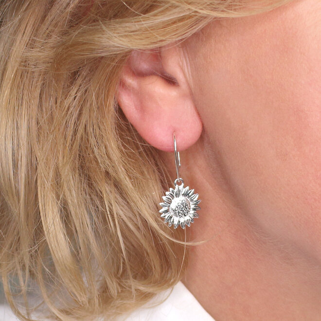 Oorbellen zonnebloem oorhangers - sterling zilver - ARLIZI 2319 - Fleury