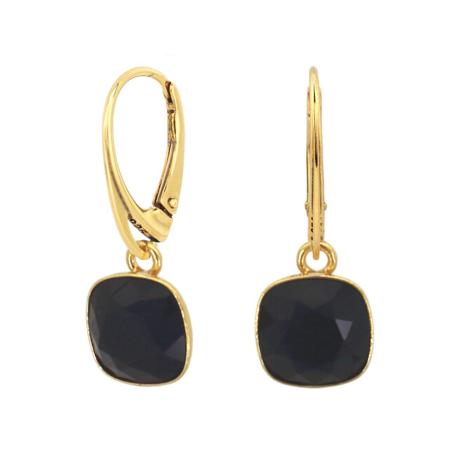 Oorbellen zwart Swarovski kristal oorhangers - verguld - ARLIZI 2324 - Isabel
