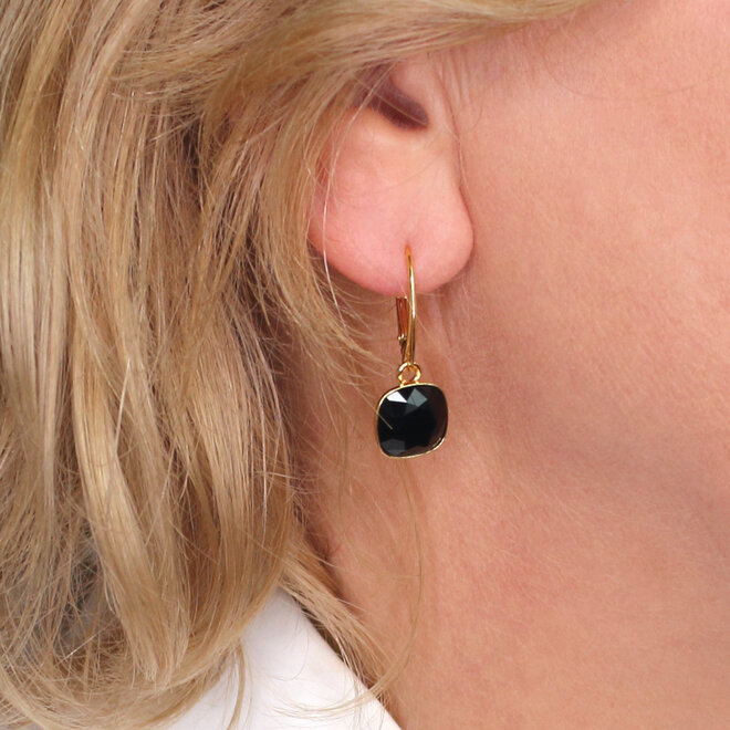 Drop earrings black Swarovski crystal - gold plated - ARLIZI 2324 - Isabel