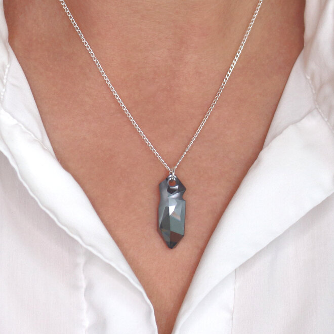 Halskette anthrazit JPG Swarovski Kristall Anhänger - Sterling Silber - ARLIZI 2327 - Loïs