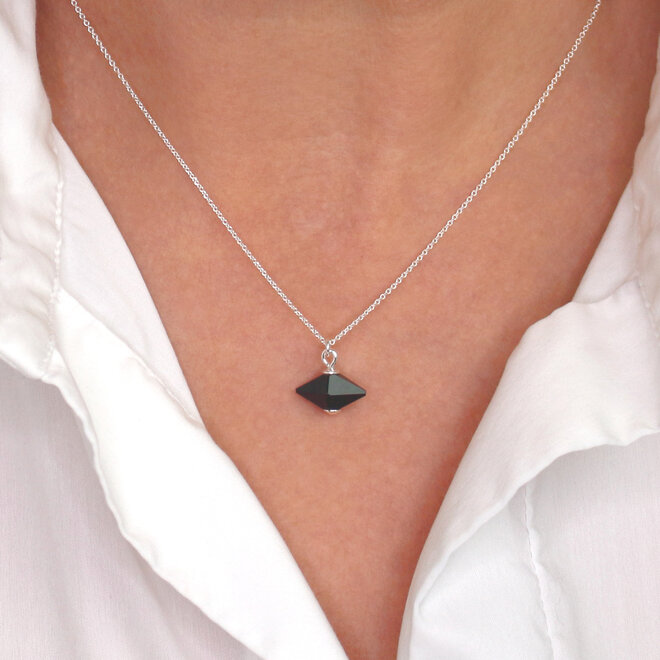 Halskette schwarz Swarovski Kristall Spike Anhänger - Sterling Silber - ARLIZI 2355 - Loïs