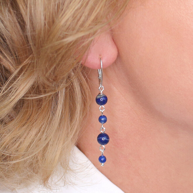 Ohrringe Lapislazuli Perlen Ohrhänger - Sterling Silber - ARLIZI 2328 - Allegra
