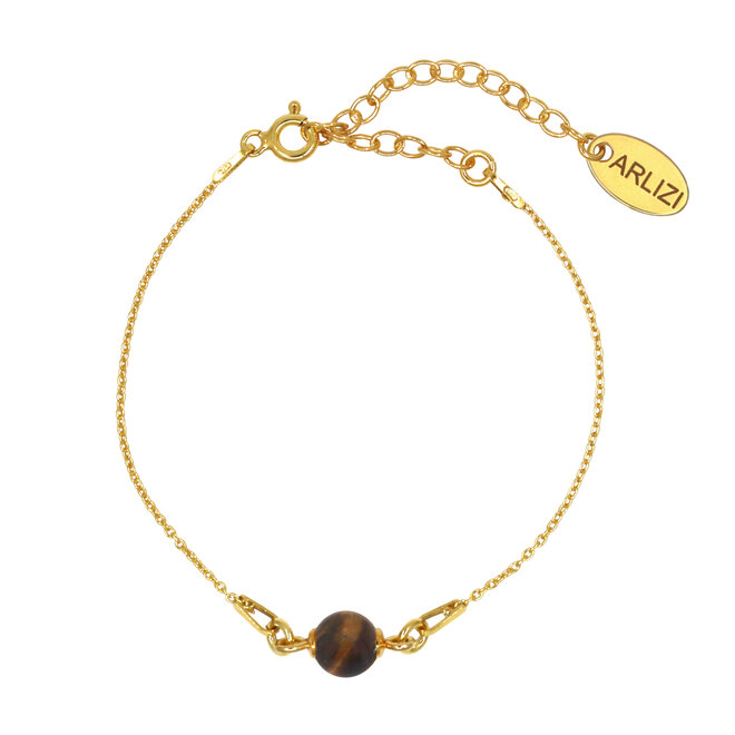 Bracelet tiger eye bead gold plated - 2337