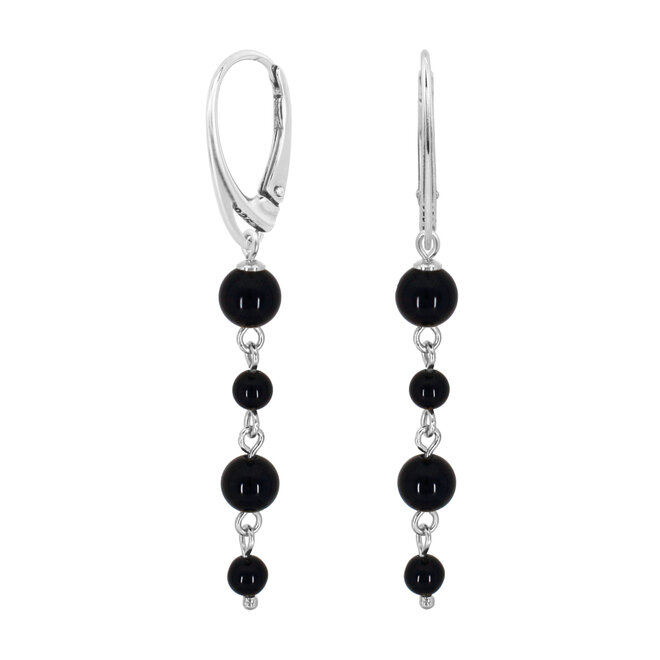Ohrringe Onyx Perlen Sterling Silber - 2330