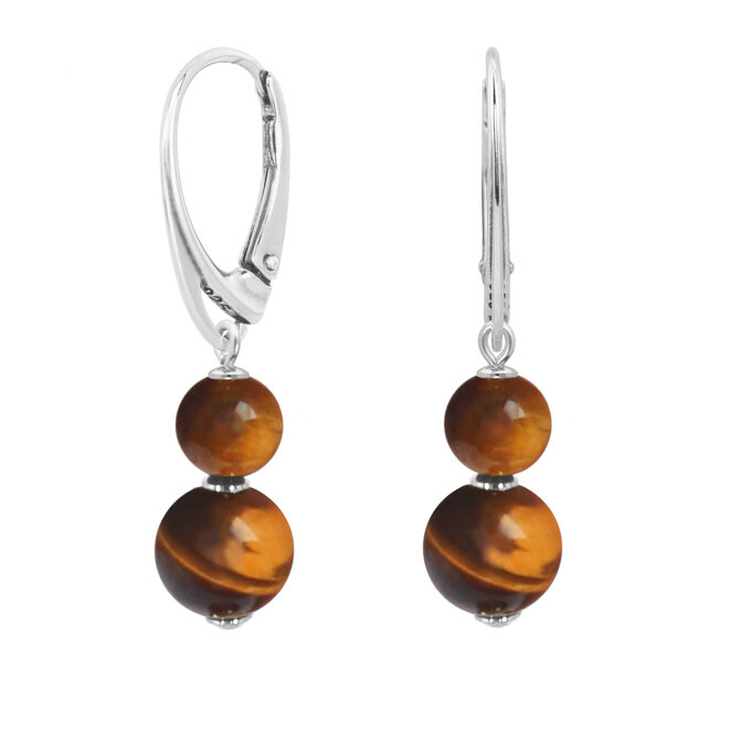 Ohrringe Tigerauge Perlen Anhänger - Sterling Silber - ARLIZI 2334 - Tess