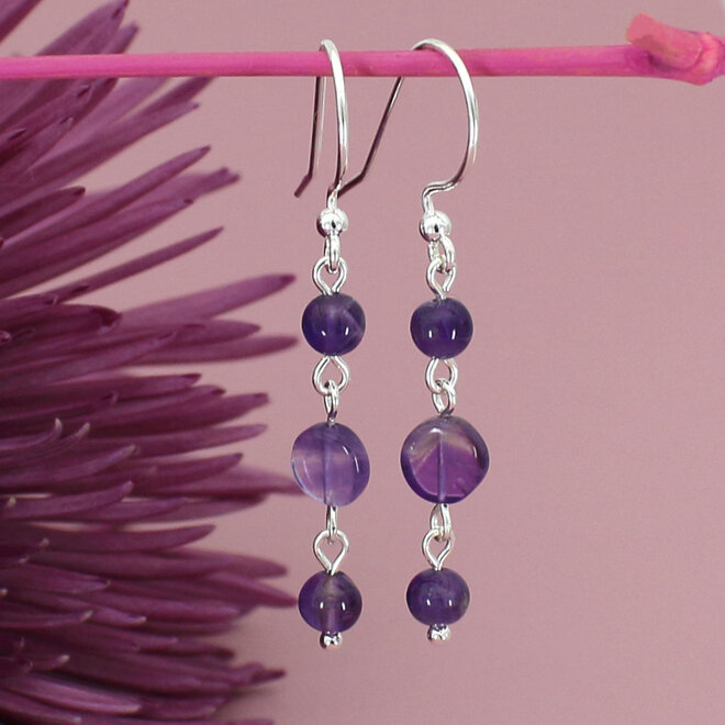 Ohrringe Amethyst Perlen Ohrhänger - Sterling Silber - ARLIZI 2326 - Nikki