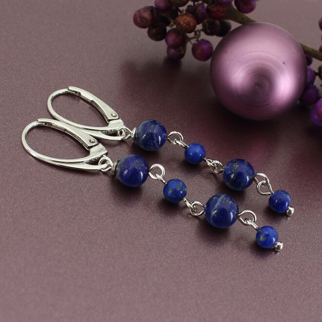 Ohrringe Lapislazuli Perlen Ohrhänger - Sterling Silber - ARLIZI 2328 - Allegra