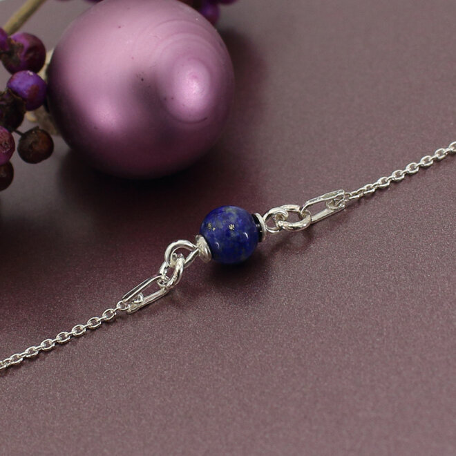 Armband blauw lapis lazuli kraal - sterling zilver - ARLIZI 2329 - Allegra